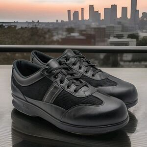 SAS Free Time Nylon Mesh Leather Upper Women’s 8 Walking Sneaker A9358986, Black